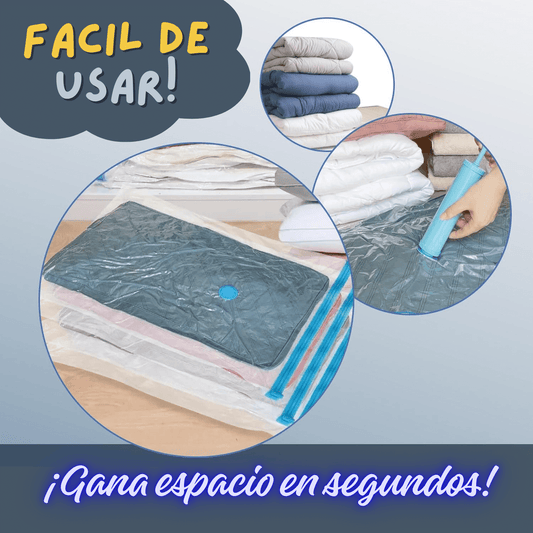 Set de 12 Bolsas al Vacío para Ropa + Bomba Manual de 🎁