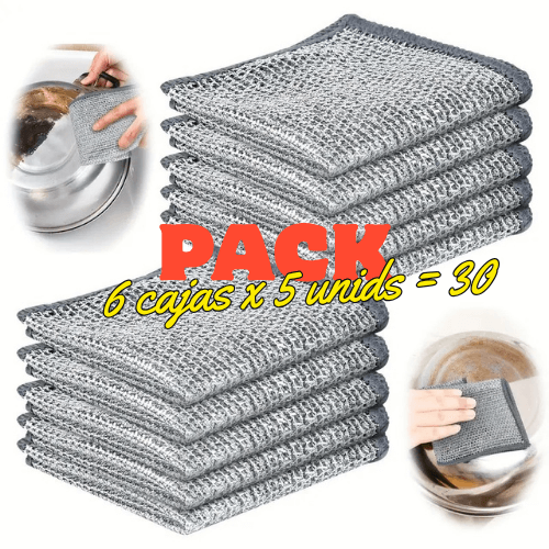 PROMO 6 PACK CON 5 PAÑOS DE ALUMINIO, 30 UNIDADES