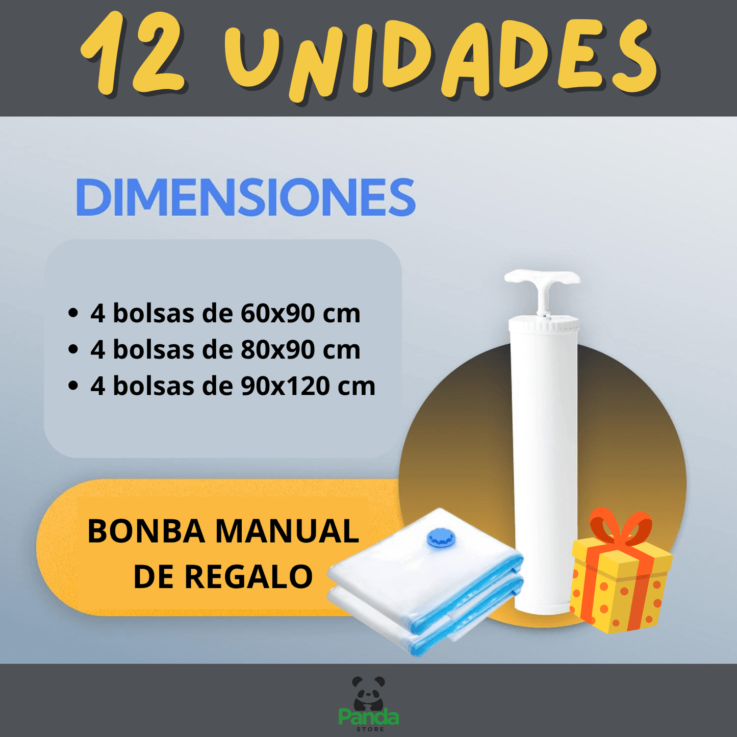 Set de 12 Bolsas al Vacío para Ropa + Bomba Manual de 🎁
