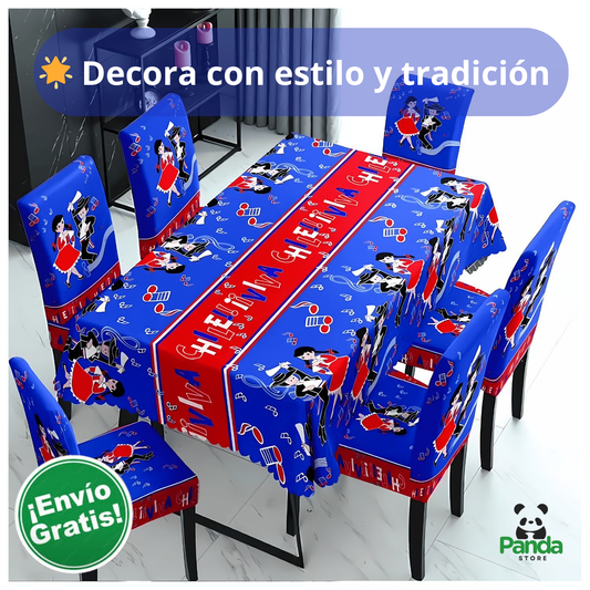 Juego de funda de silla + Mantel