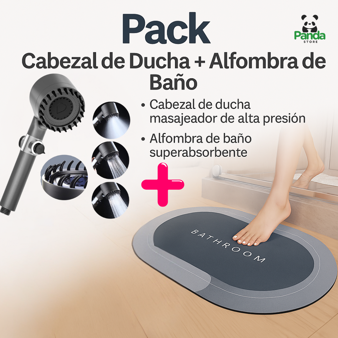Pack Cabezal Ducha + Alfombra Absorbente 🛁
