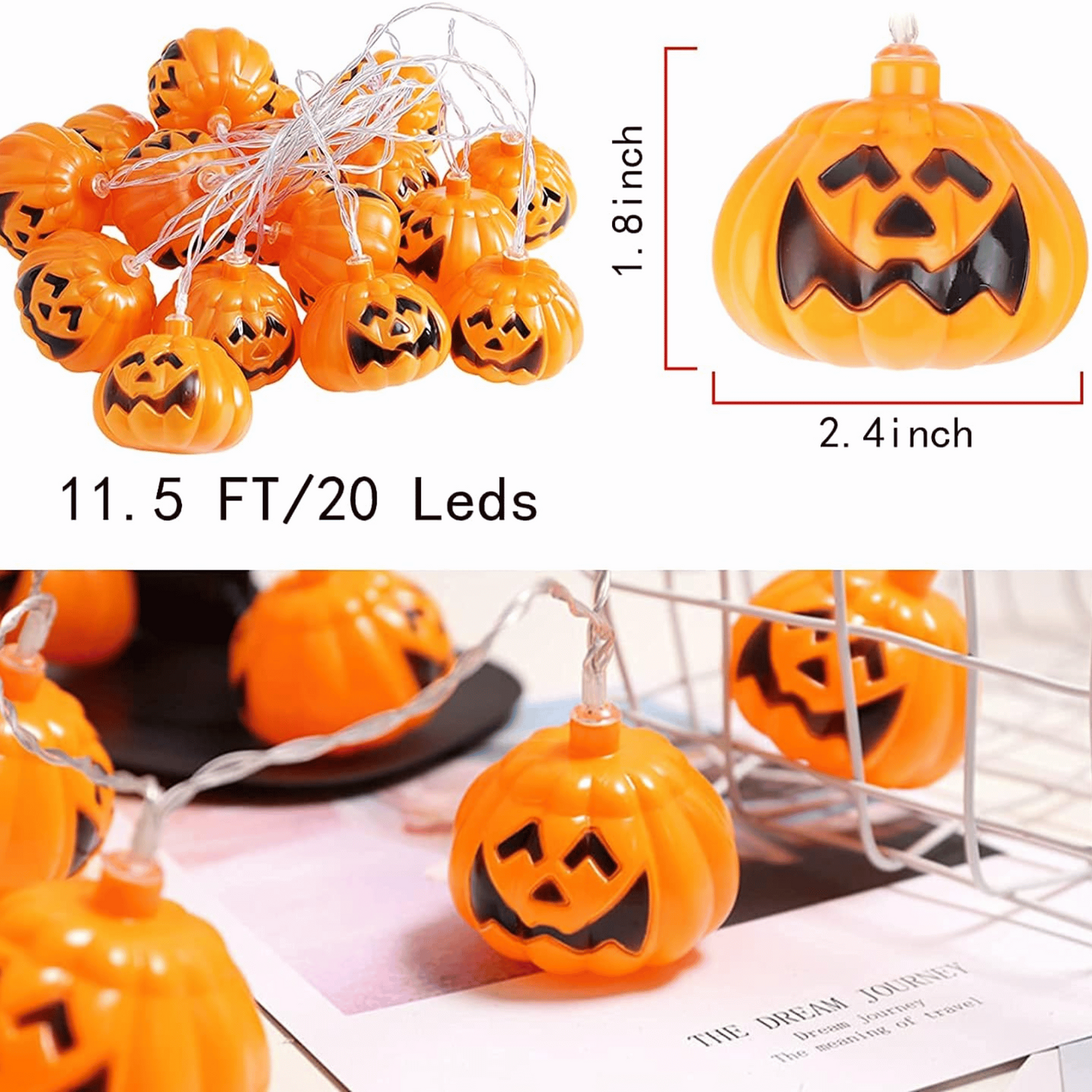 2 Luces Led De Halloween Calabazas